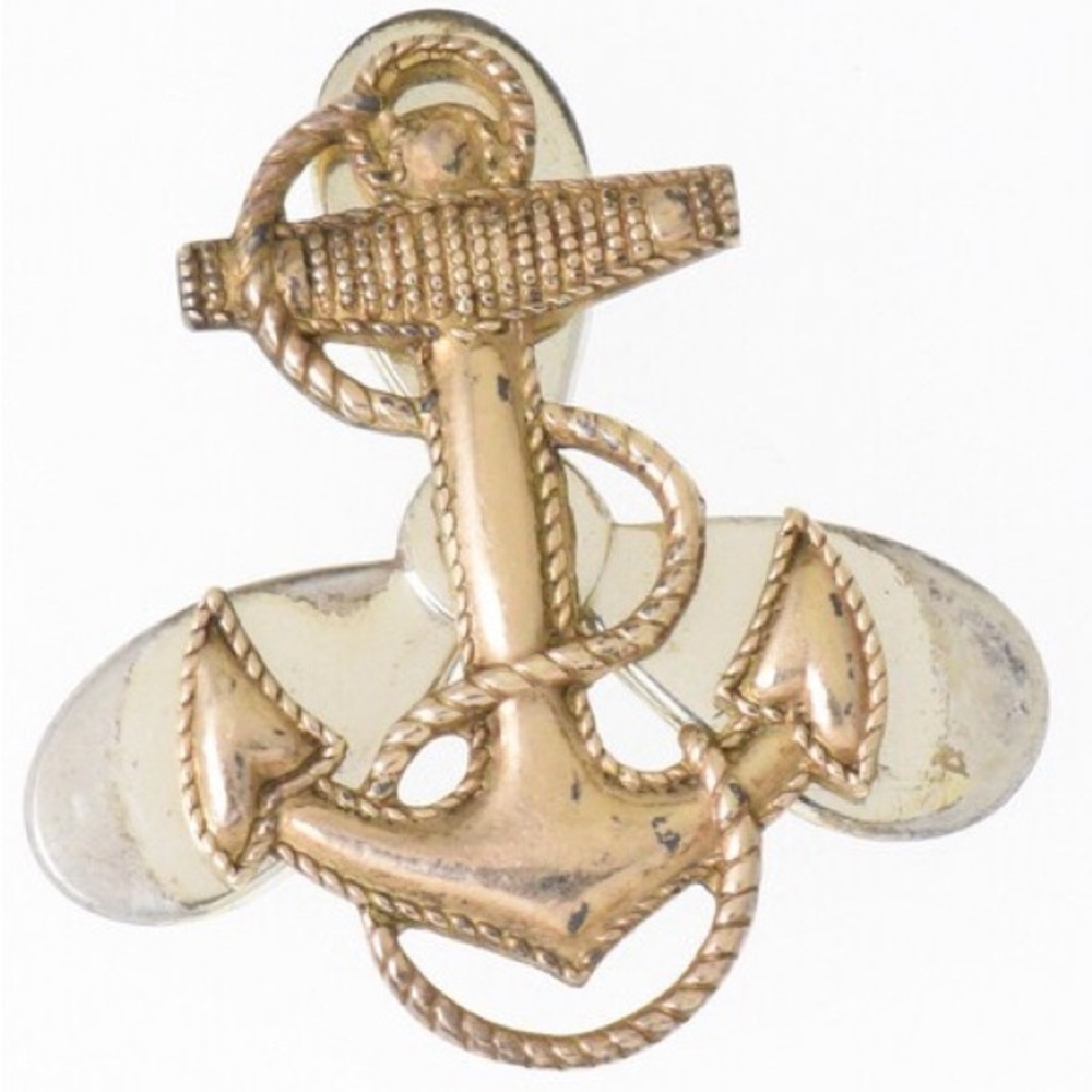Vintage Gold Filled On Sterling Silver Us Navy Anchor Pin,
